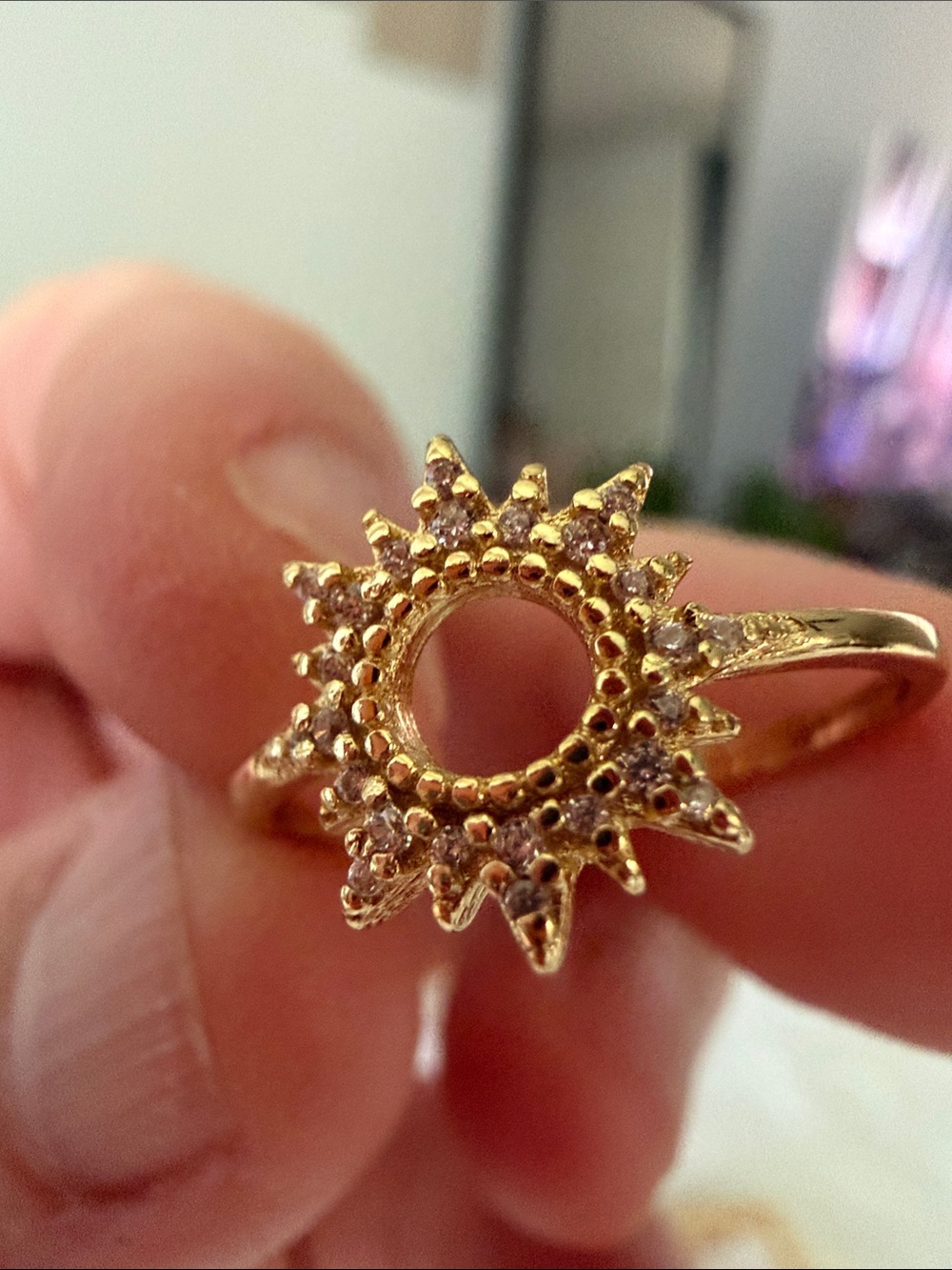 Gold Filled Sunburst Halo Ring - Elegant Women's Jewelry
